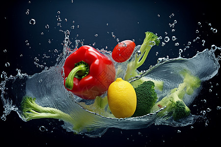 水中漂浮的蔬菜图片