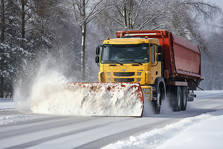 清洁道路上积雪的车辆图片