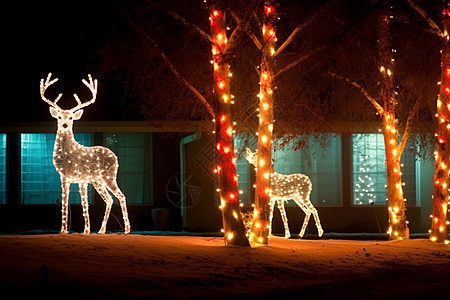 圣诞节的发光驯鹿图片