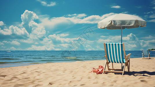 沙滩上的靠椅图片