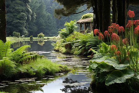 美丽的池塘风景图片