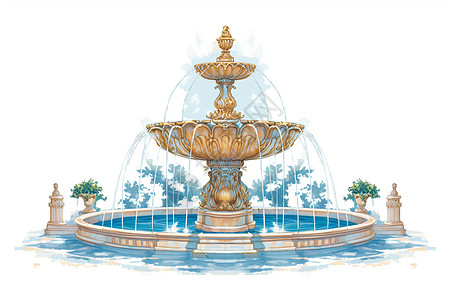欧式喷泉建筑图片