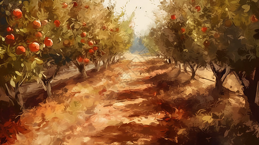 秋收的苹果园图片