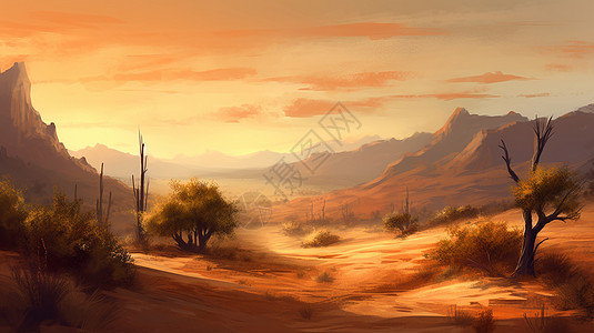 朴实的沙漠场景背景图片