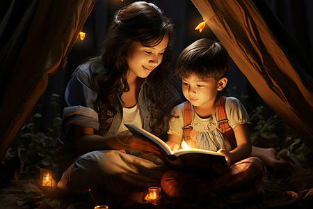 陪伴孩子读书的母亲图片