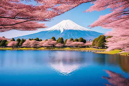 春季著名的富士山景观图片