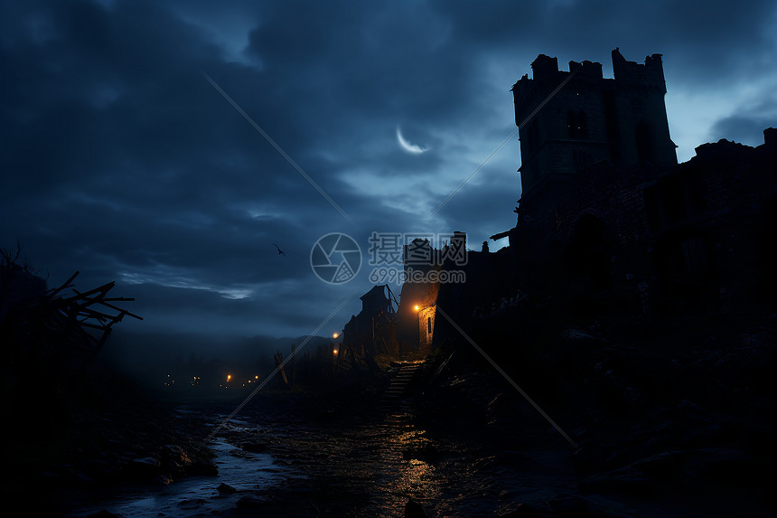欧洲的黑暗城堡建筑图片