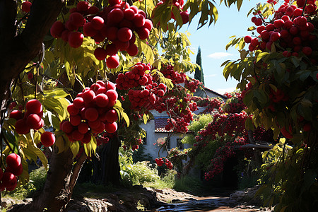 农业乡村果园中成熟的樱桃图片
