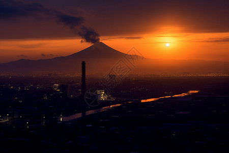 日落时富士山的美丽景观图片