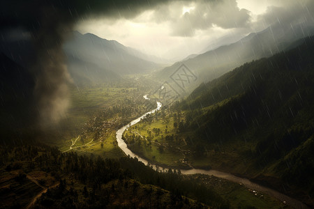 暴雨中的峡谷河流图片