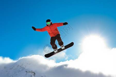 户外滑雪的炫酷飞跃动作图片