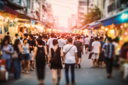 集市中拥挤的人群背景图片