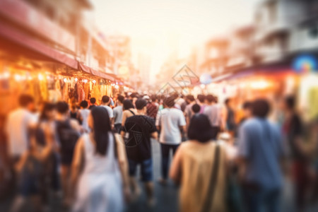 街人群城市中拥挤的市场背景