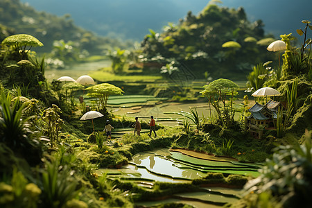 微缩世界中的稻田奇景图片