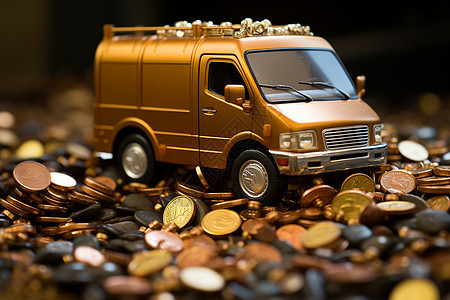 金币和小型金融卡车图片