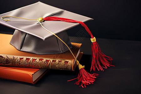 毕业帽与书本的荣誉之旅图片