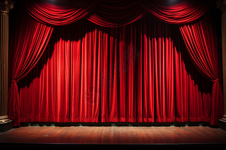 经典的舞台红色幕布背景图片