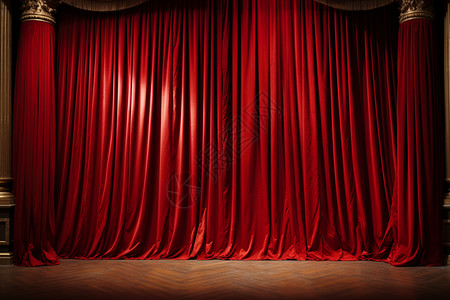 话剧舞台上的红色幕布图片