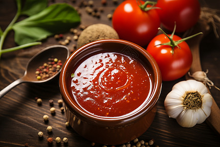 新鲜制作的番茄酱图片