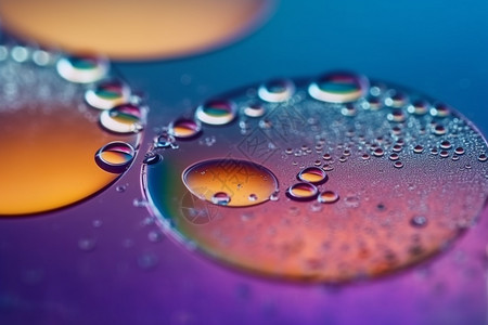 五彩缤纷的油滴水泡创意背景图片