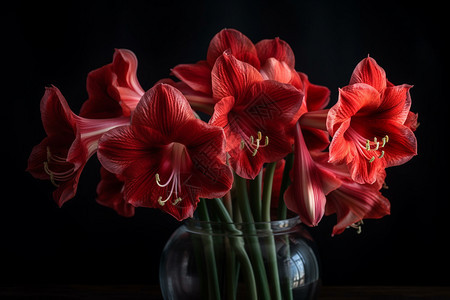 黑暗背景中的红色兰花图片