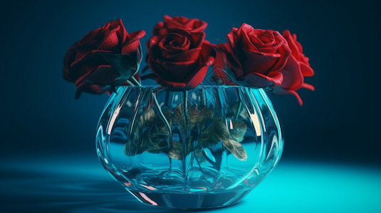 花瓶中盛开的玫瑰花花朵图片