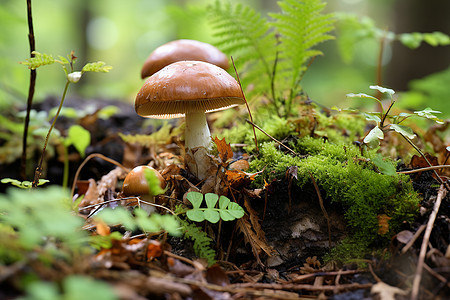 森林中一朵美食菌菇图片