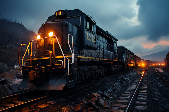 煤炭供应铁路上的货车图片