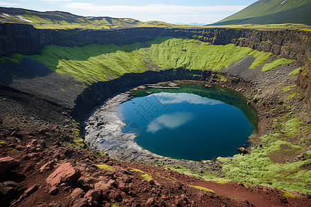 冰岛圆形湖泊图片