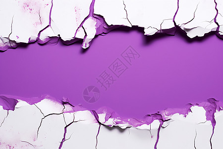 紫纸封面与半撕裂的白纸背图片
