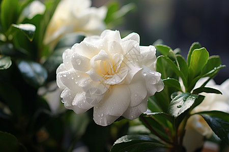 花园中的洁白花朵图片