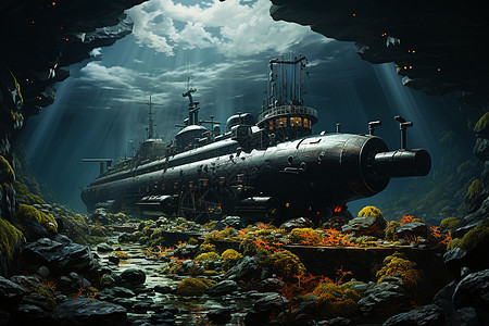 现代海洋探险的潜艇图片