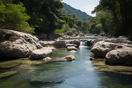 河流与岩石背景图片