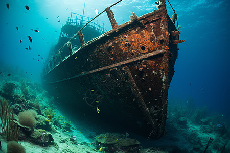 海底沉船的冒险背景图片