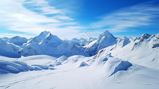 宏伟的雪山高耸雪山顶高清图片