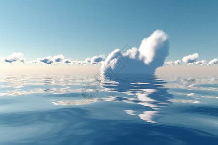 云漂浮在湖面上图片