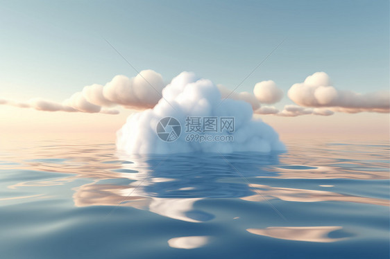 云层在湖上漂浮图片