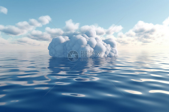 平静水面上的云图片