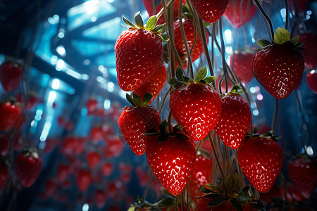 草莓农场未来温室里的草莓设计图片