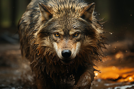 漫步在林间的狼背景图片
