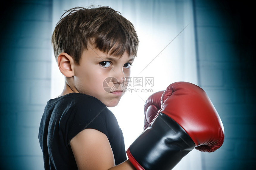培育拳击爱好的外国小男孩图片