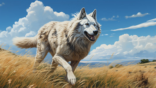 草原上奔跑的野狼图片