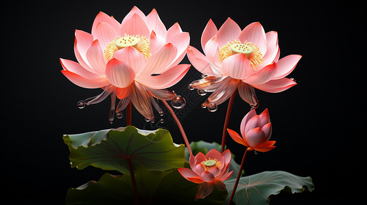 池塘里的千叶莲花背景图片