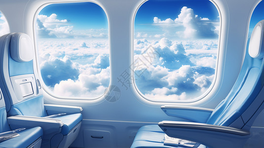 飞机舷窗外的蓝天图片