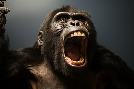 猩猩张开大嘴的表情背景图片