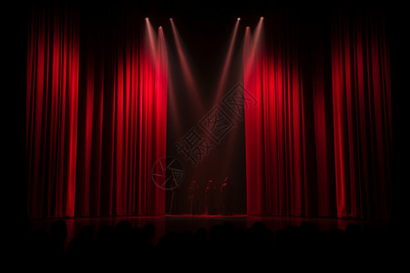 红色的舞台和明亮的聚光灯图片