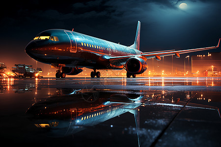 黑暗中的夜景机场图片