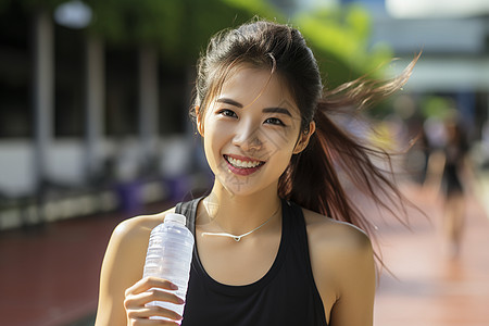 跑步喝水跑步的女孩喝水背景