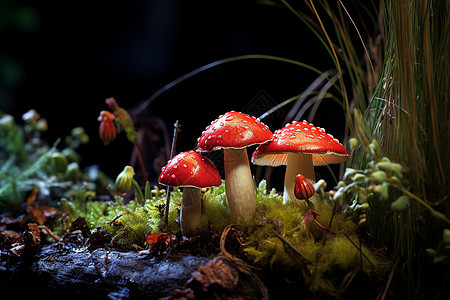 树下的红伞蘑菇图片