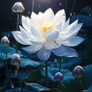 池塘里的白莲花背景图片